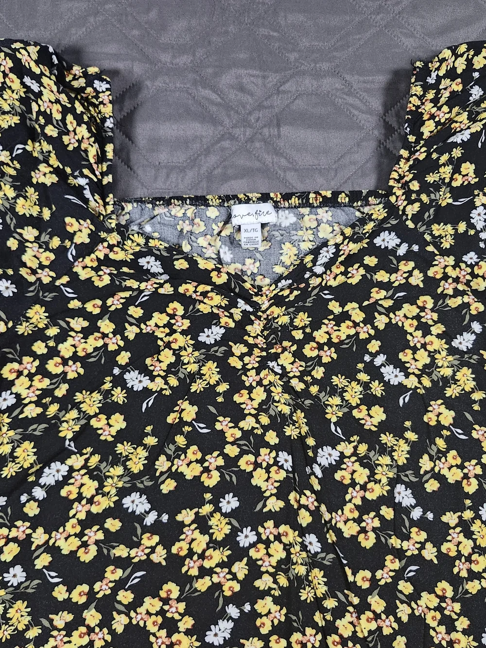 Love, Fire yellow floral ditsy mini dress Size XL